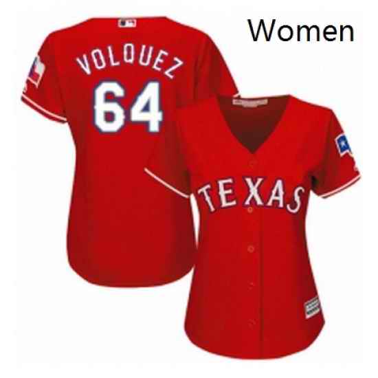 Womens Majestic Texas Rangers 64 Edinson Volquez Replica Red Alternate Cool Base MLB Jersey